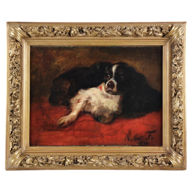 Portrait Of a King Charles Spaniel British oil